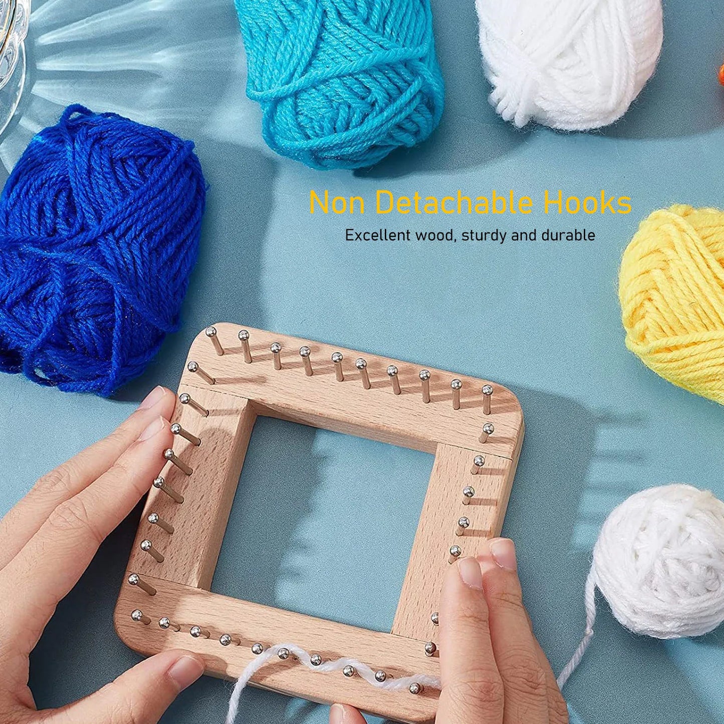 Knitting Tool with Hook Knitting Tool with Hooks Wooden Crochet Board for Weaving Mat Hairband Blanket Sock