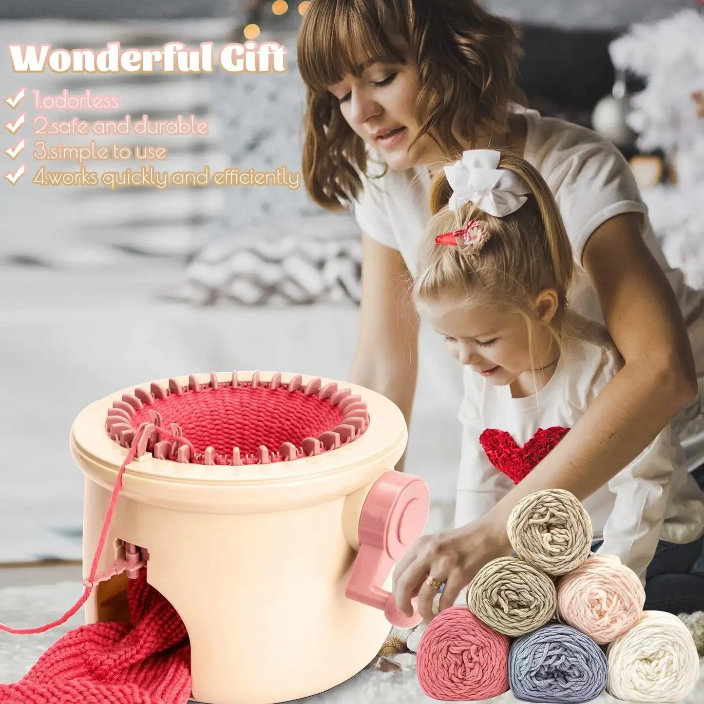 32 Needles Mushroom Knitting Machine, Fun Knitting Loom Kits for Adults & Kids, DIY Weaving Crochet Machine for Sock,Hat,Scarf