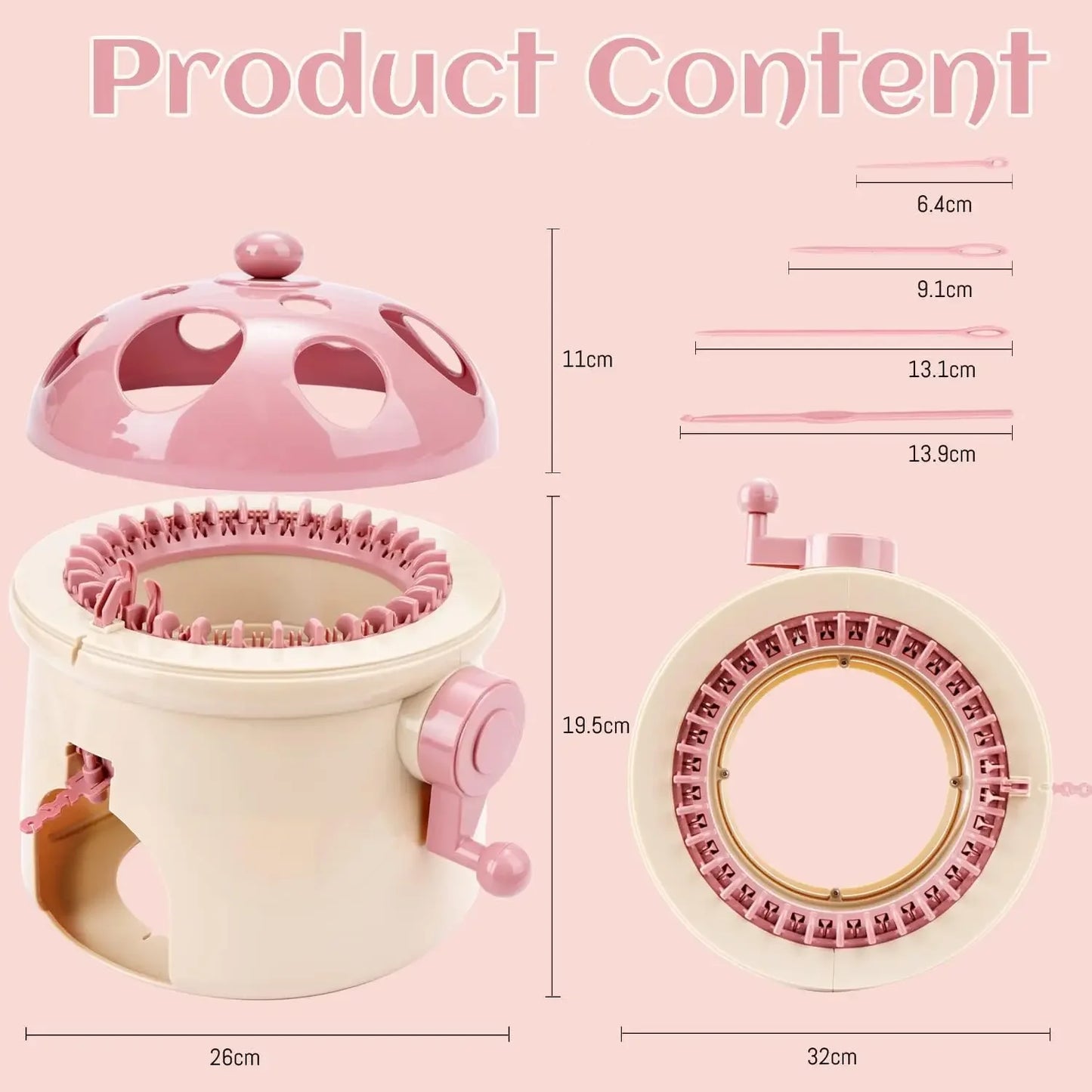 32 Needles Mushroom Knitting Machine, Fun Knitting Loom Kits for Adults & Kids, DIY Weaving Crochet Machine for Sock,Hat,Scarf