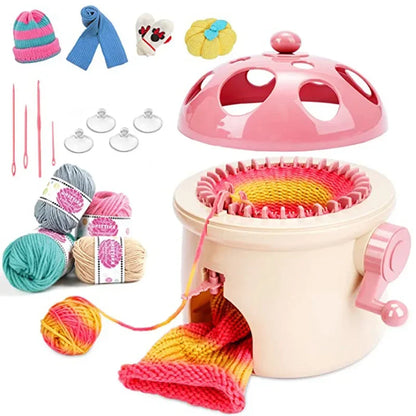 32 Needles Mushroom Knitting Machine, Fun Knitting Loom Kits for Adults & Kids, DIY Weaving Crochet Machine for Sock,Hat,Scarf