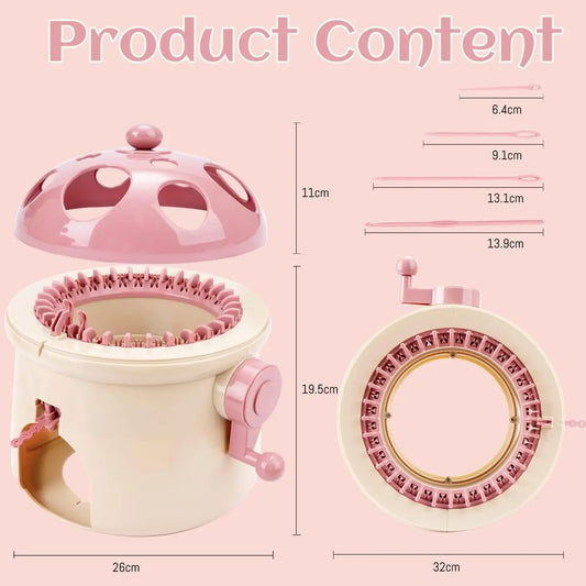 32 Needles Mushroom Knitting Machine, Fun Knitting Loom Kits for Adults & Kids, DIY Weaving Crochet Machine for Sock,Hat,Scarf